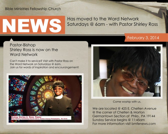 Join Bible Ministries Fellowship Church Saturdays on The Word Network 